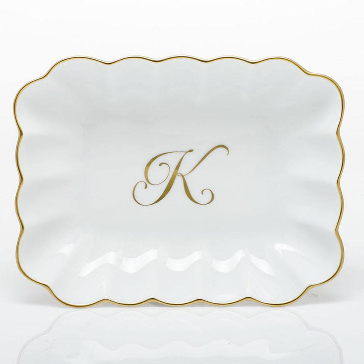 Oblong Dish W/ Gold Monogram