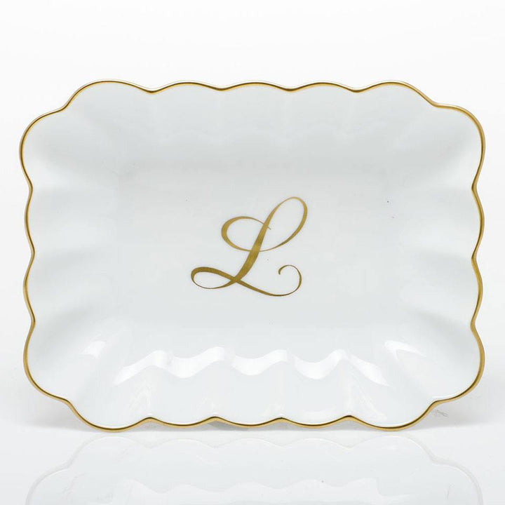 Oblong Dish W/ Gold Monogram