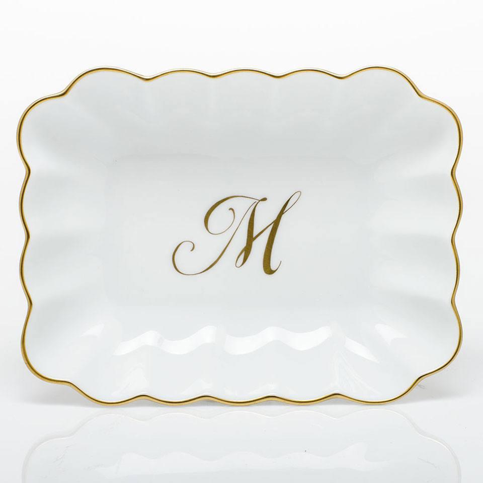 Oblong Dish W/ Gold Monogram