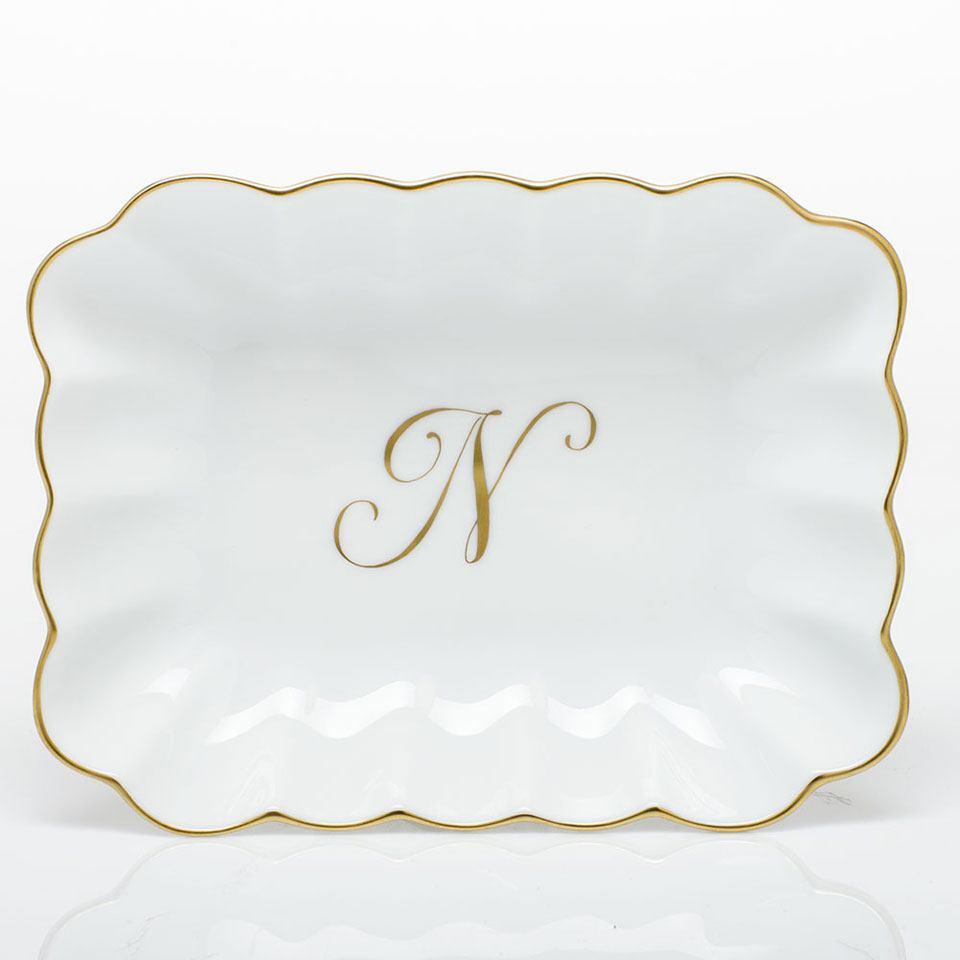 Oblong Dish W/ Gold Monogram