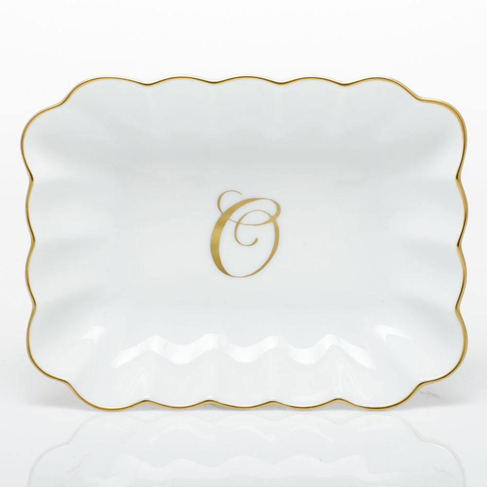 Oblong Dish W/ Gold Monogram