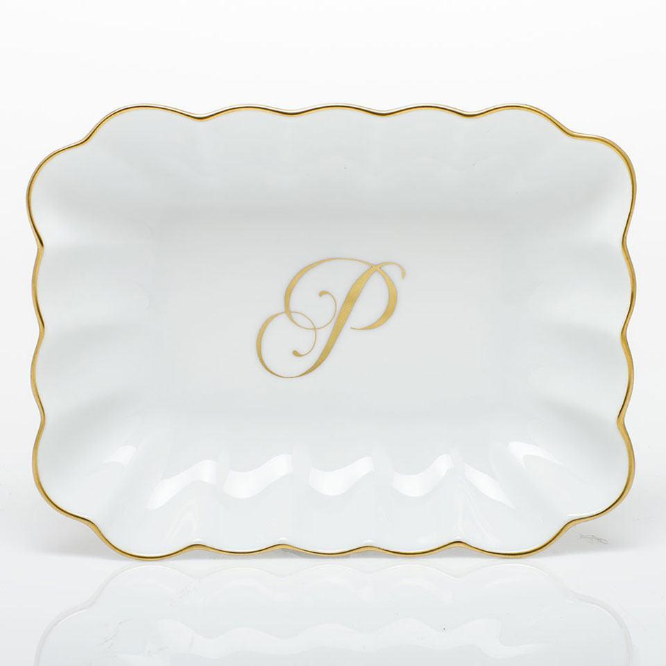 Oblong Dish W/ Gold Monogram