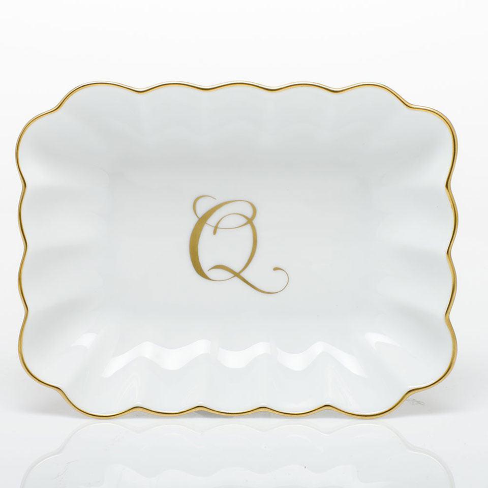 Oblong Dish W/ Gold Monogram