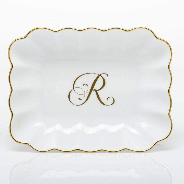 Oblong Dish W/ Gold Monogram