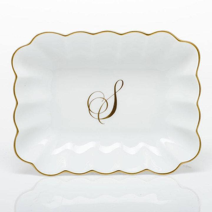 Oblong Dish W/ Gold Monogram