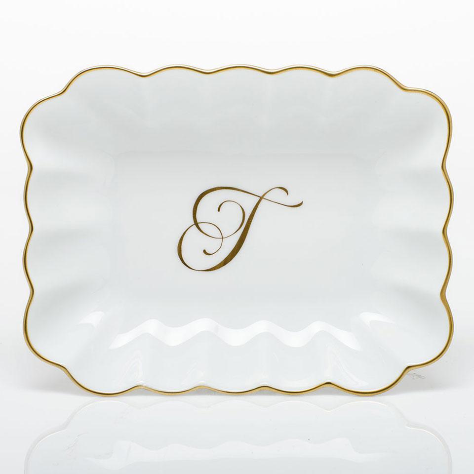 Oblong Dish W/ Gold Monogram