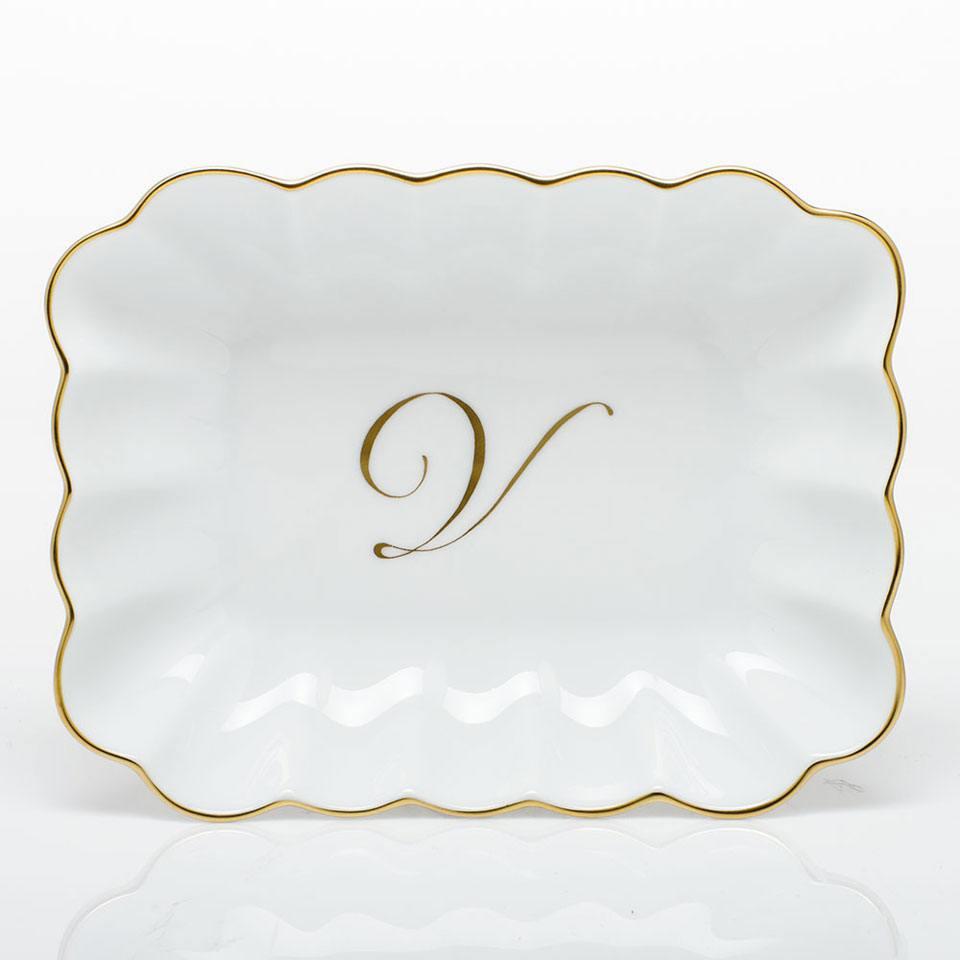 Oblong Dish W/ Gold Monogram