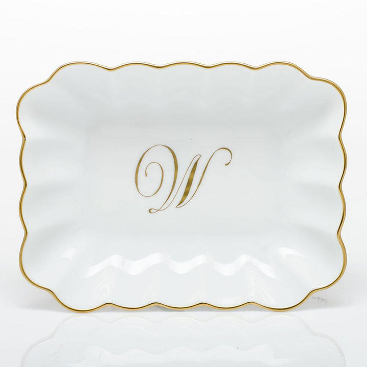 Oblong Dish W/ Gold Monogram