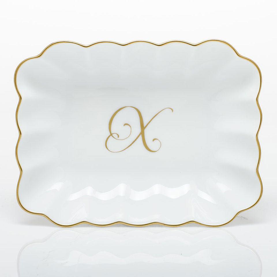 Oblong Dish W/ Gold Monogram