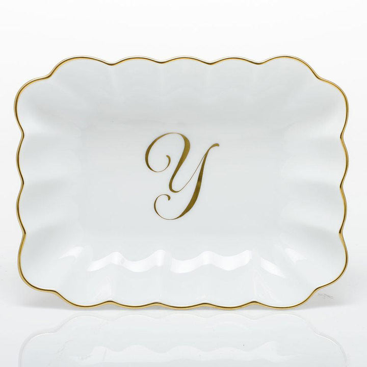 Oblong Dish W/ Gold Monogram