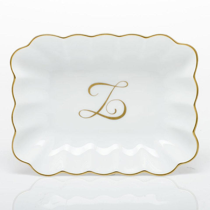 Oblong Dish W/ Gold Monogram