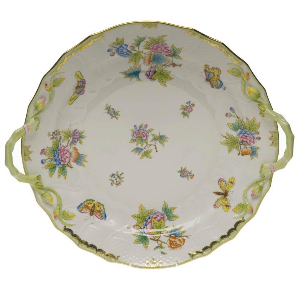 Queen Victoria Green Chop Plate With Handles
