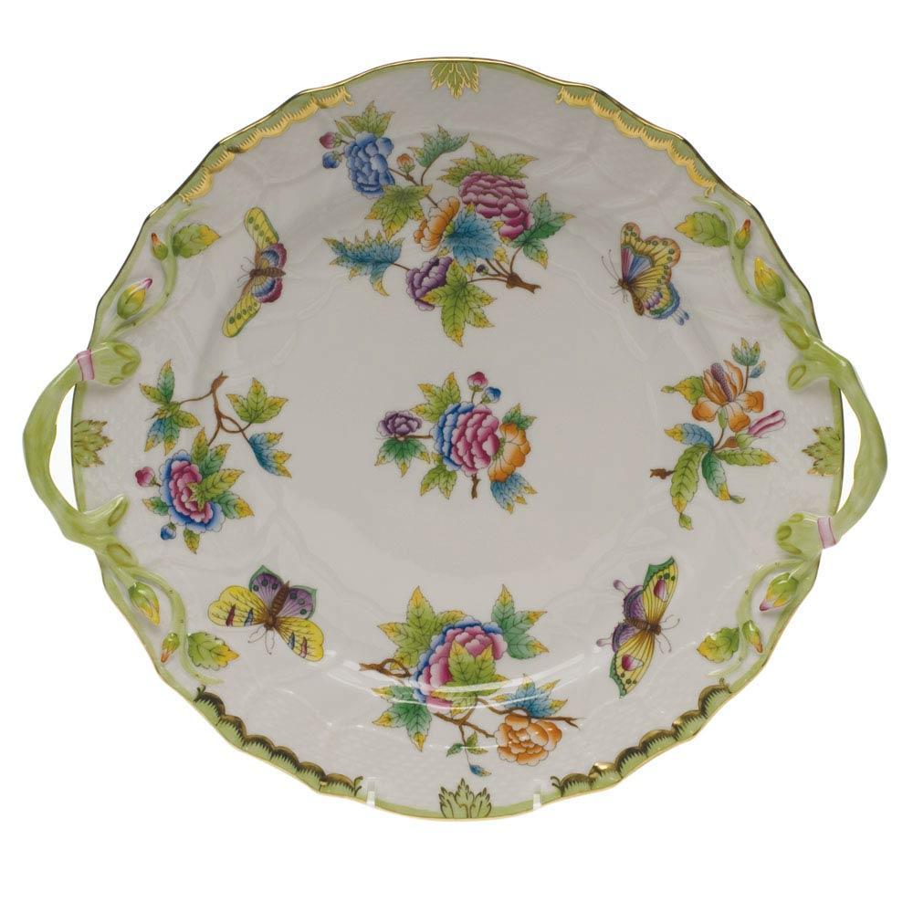 Queen Victoria Green Chop Plate With Handles