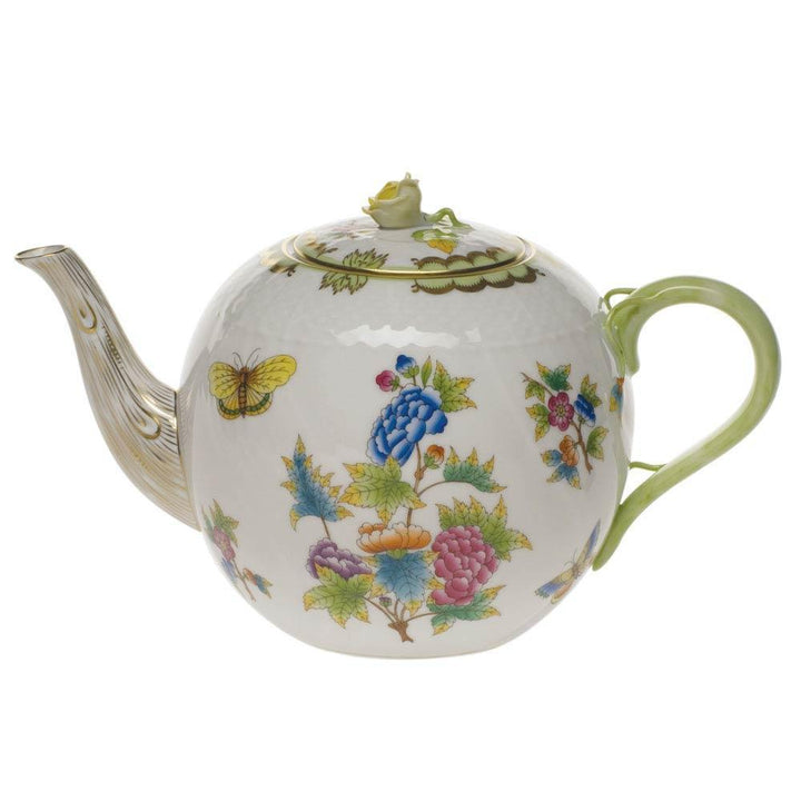 Queen Victoria Green Tea Pot With Rose