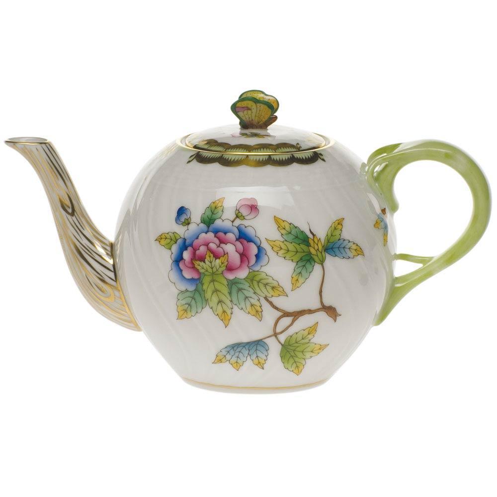 Queen Victoria Green Tea Pot With Butterfly
