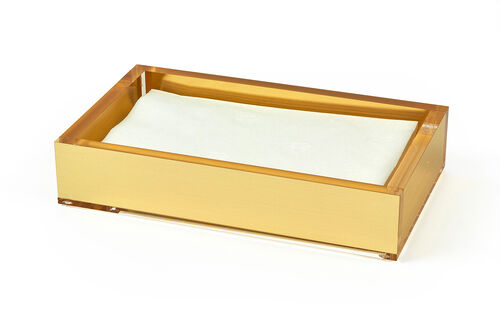 Lucite Bathroom Napkin Tray-Gold