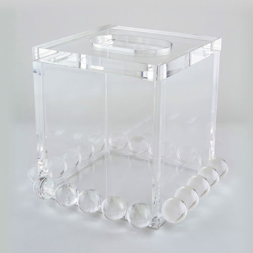 Lucite Clear Tissue Box w/Lid Bubble Design
