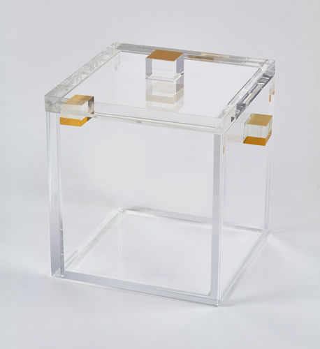 Lucite Clear Ice Bucket-Gold Handle