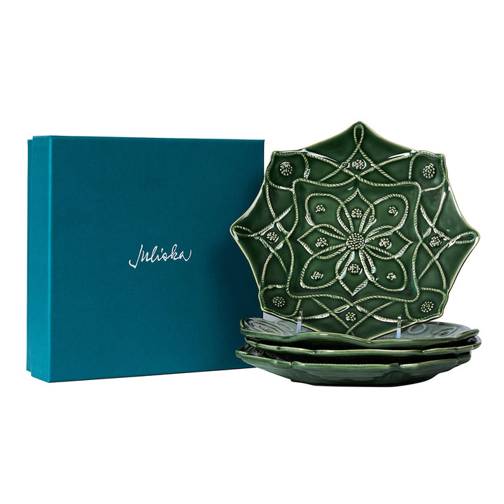 Jardins Du Monde Side/Cocktail Plate Assorted Set/4 - Basil