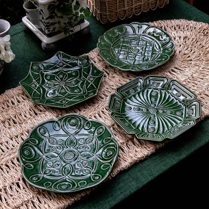 Jardins Du Monde Side/Cocktail Plate Assorted Set/4 - Basil