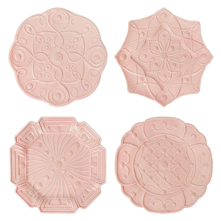 Jardins Du Monde Side/Cocktail Plate Assorted Set/4 - Blush