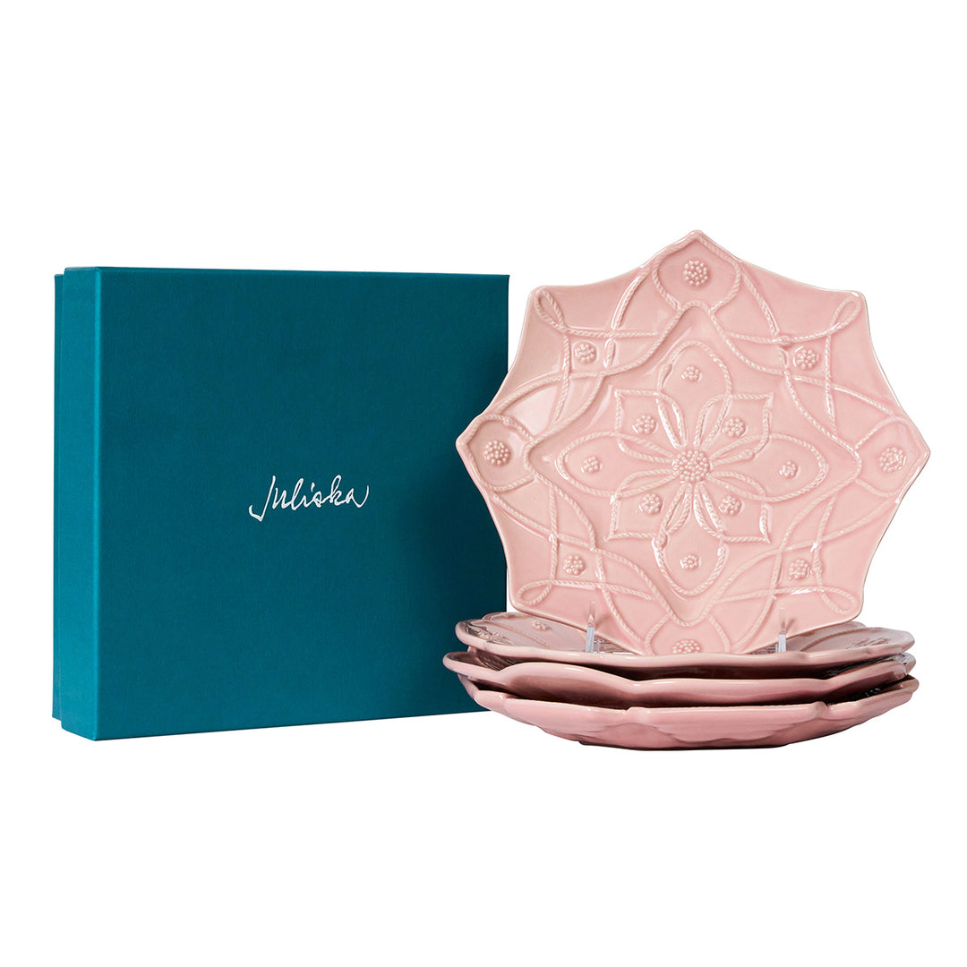Jardins Du Monde Side/Cocktail Plate Assorted Set/4 - Blush