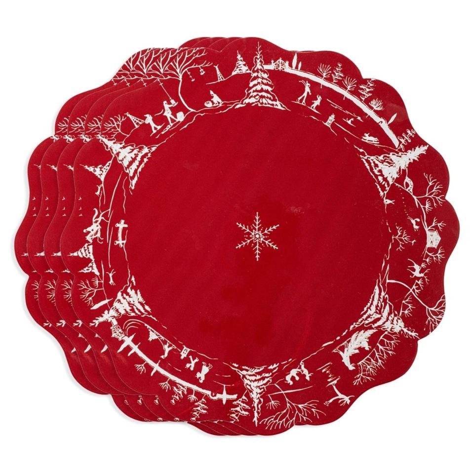 Country Estate Winter Frolic Ruby Placemat Set/4