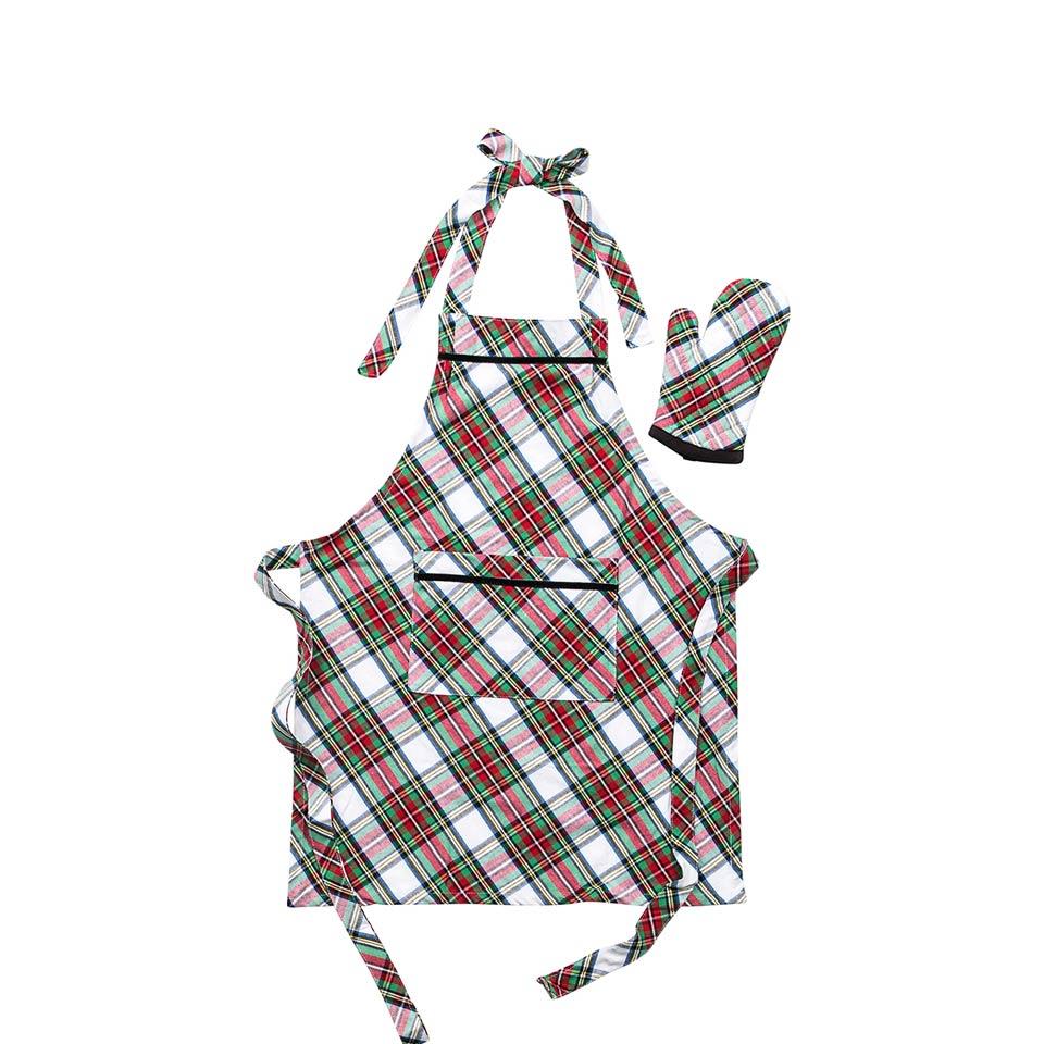 Stewart Tartan 2pc Child Apron & Oven Mitt Set