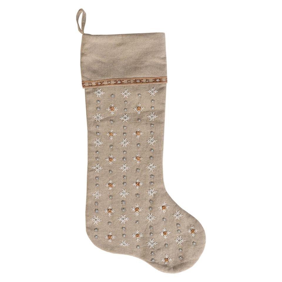 Heidi Natural Embroidered Stocking