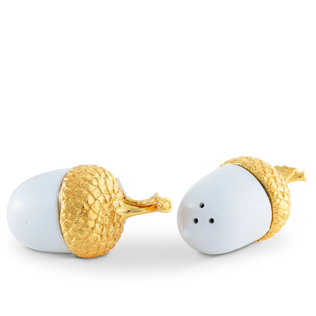 Porcelain Acorn Gold Leaf Salt & Pepper set