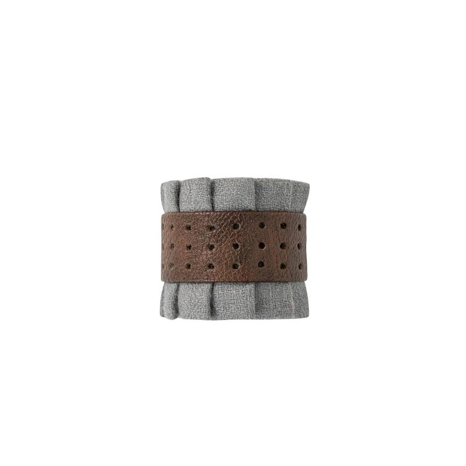 Ruffle Grey Wool Napkin Ring Set/4