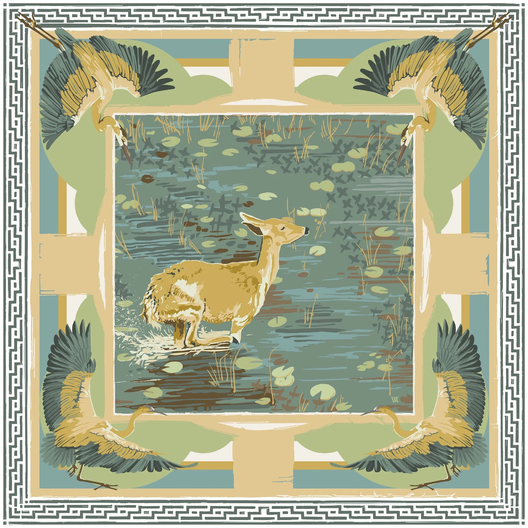 Lily Pad Doe - Double-Sided Silk Scarf