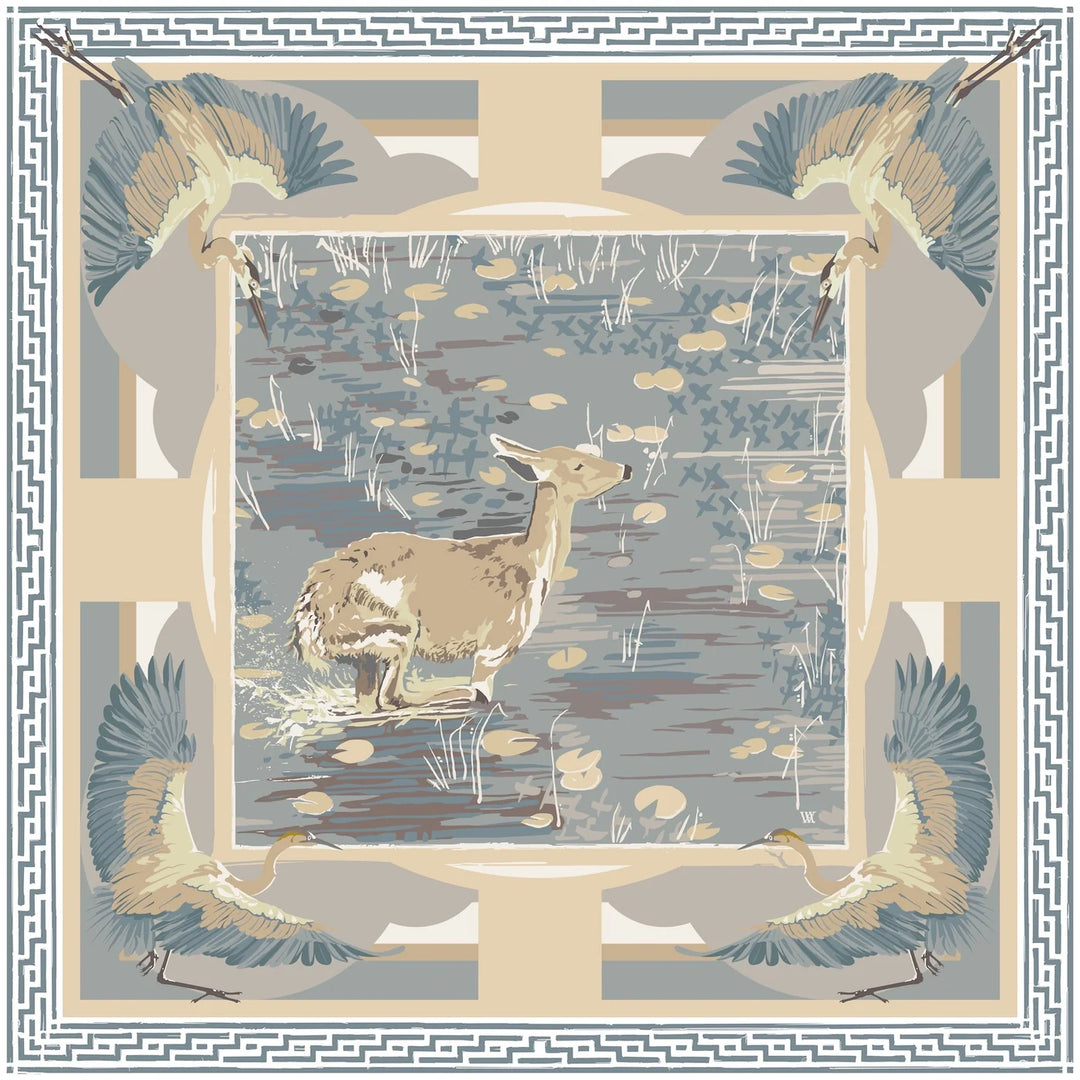 Lily Pad Doe - Double-Sided Silk Scarf