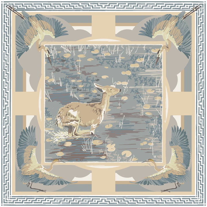 Lily Pad Doe - Double-Sided Silk Scarf