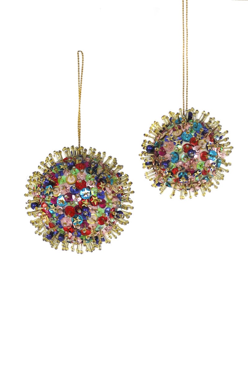 Sequin Bauble Ornament, 2 Asst