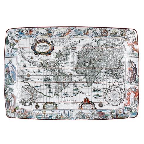 Maps Blaeu Mercator Map Rectagular Tray, Large