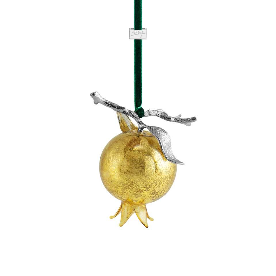 Pomegranate Golden Glass Ornament