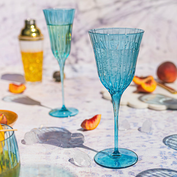 Natalia Teal Water Glass
