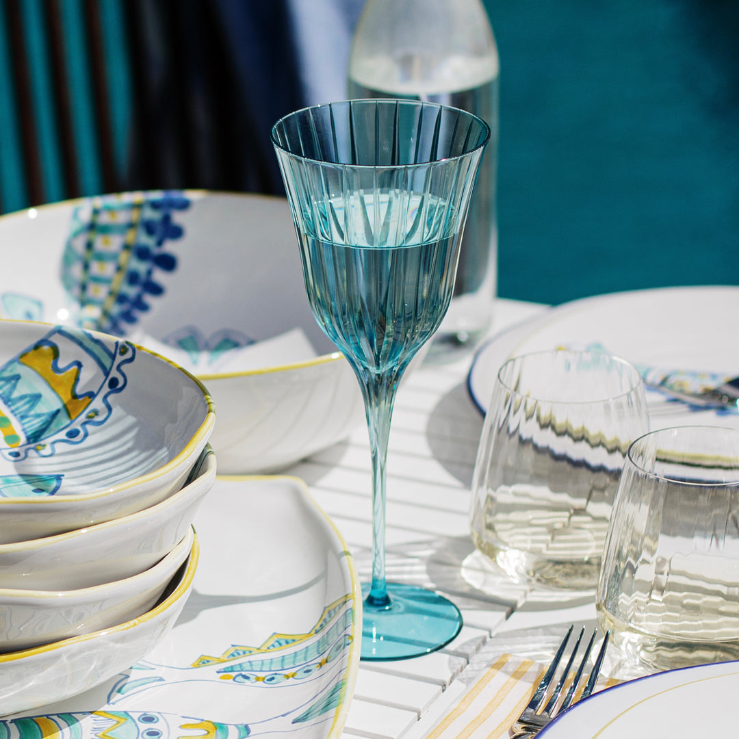 Natalia Teal Wine Glass