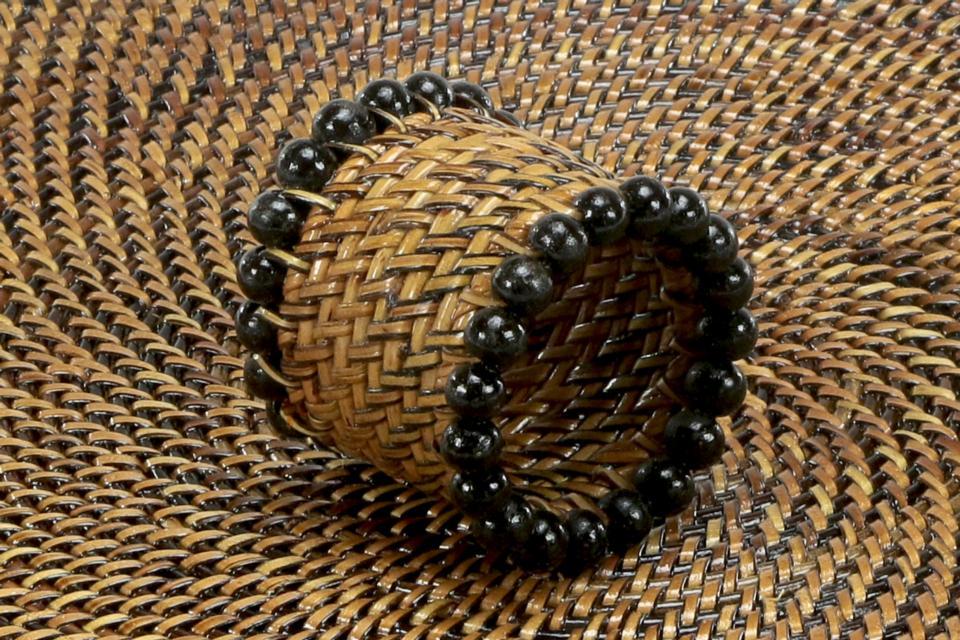 Beaded Napkin Ring Black Set of 4 pcs