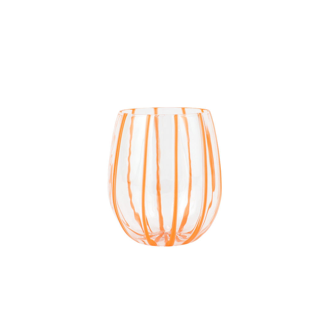 Nuovo Stripe Orange Stemless Wine Glass