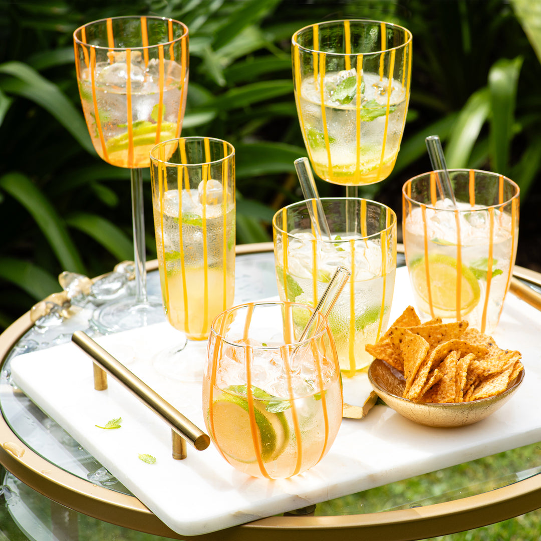 Nuovo Stripe Orange Champagne Glass