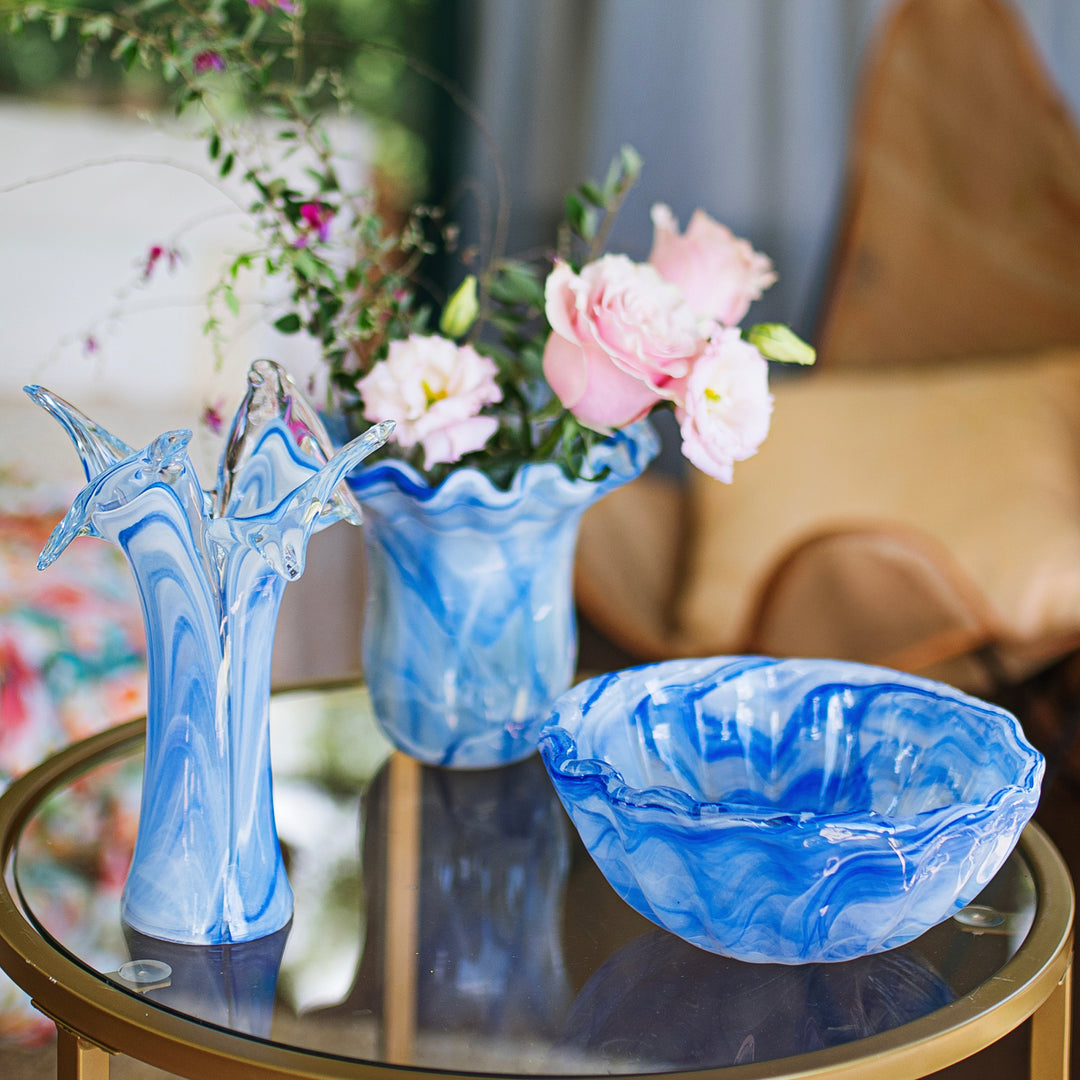 Onda Glass Cobalt Small Tulip Vase
