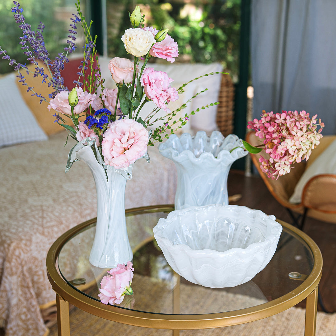 Onda Glass White Small Tulip Vase