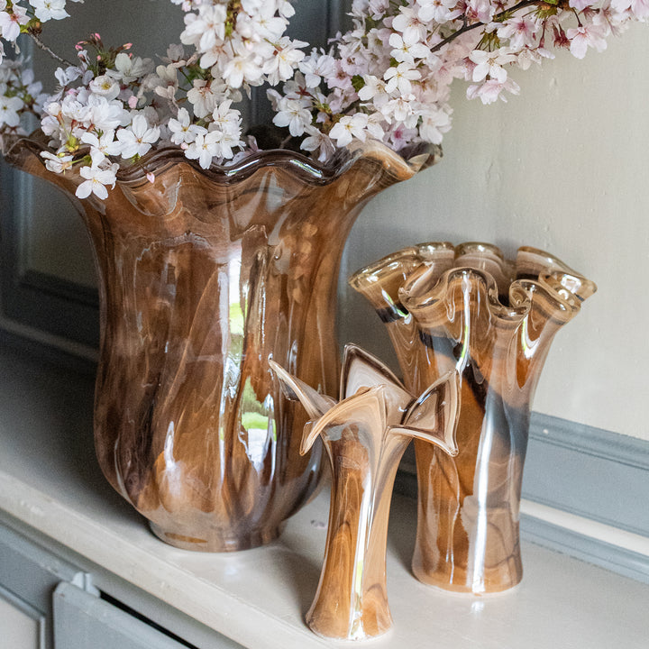 Onda Glass Tortoiseshell Large Tulip Vase