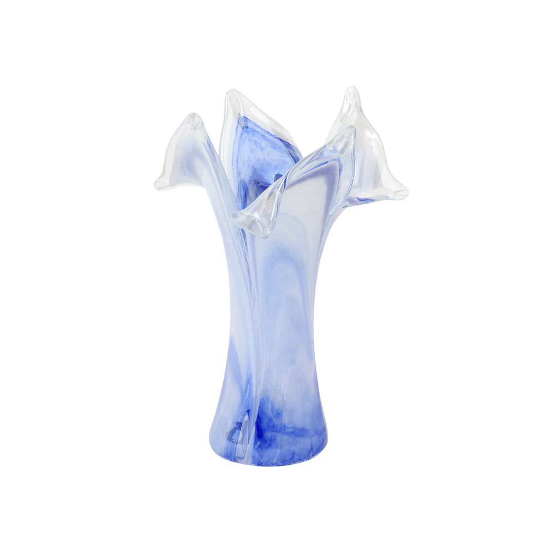 Onda Glass Cobalt Twisted Flower Vase