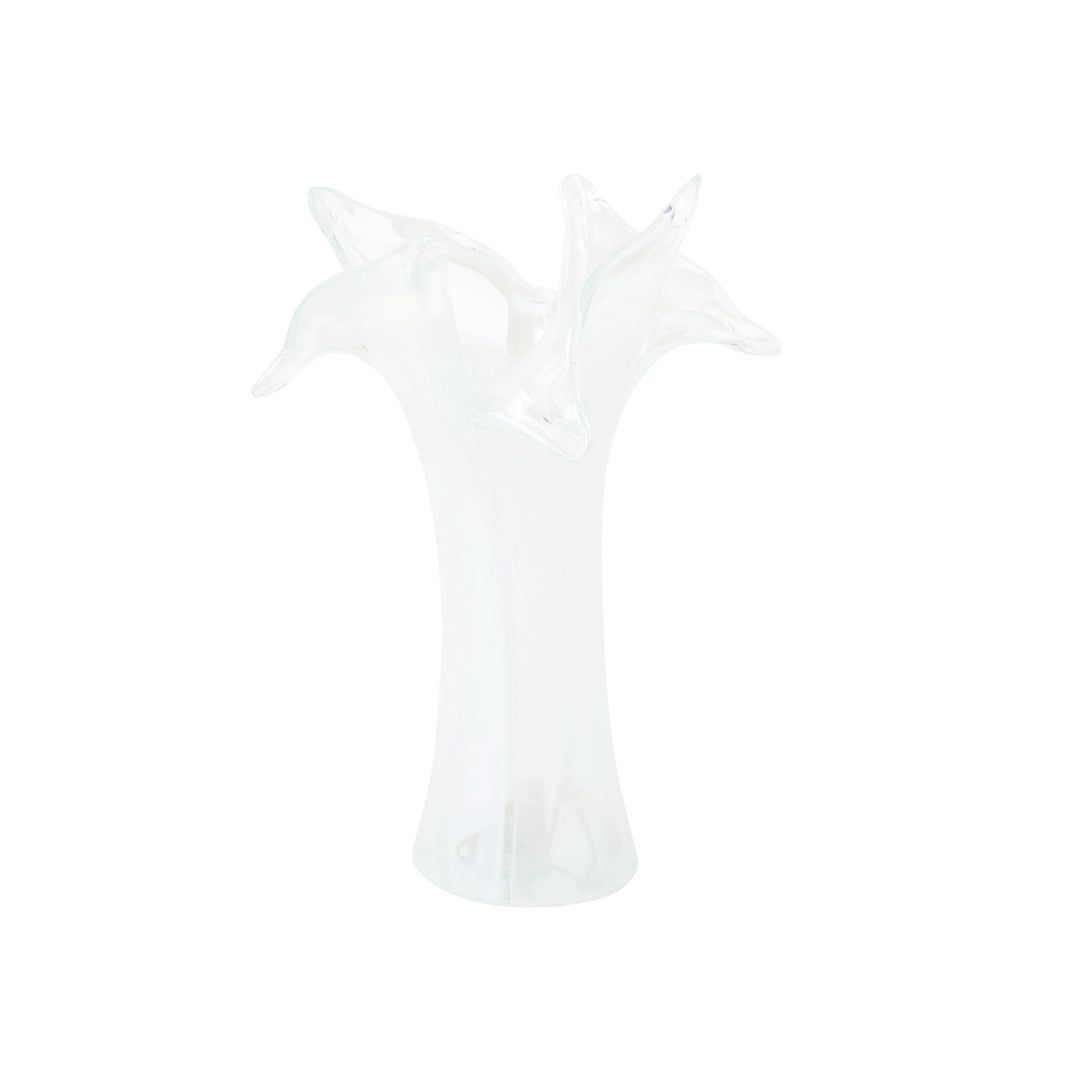Onda Glass White Twisted Flower Vase