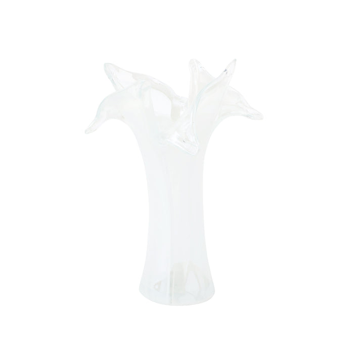 Onda Glass White Twisted Flower Vase