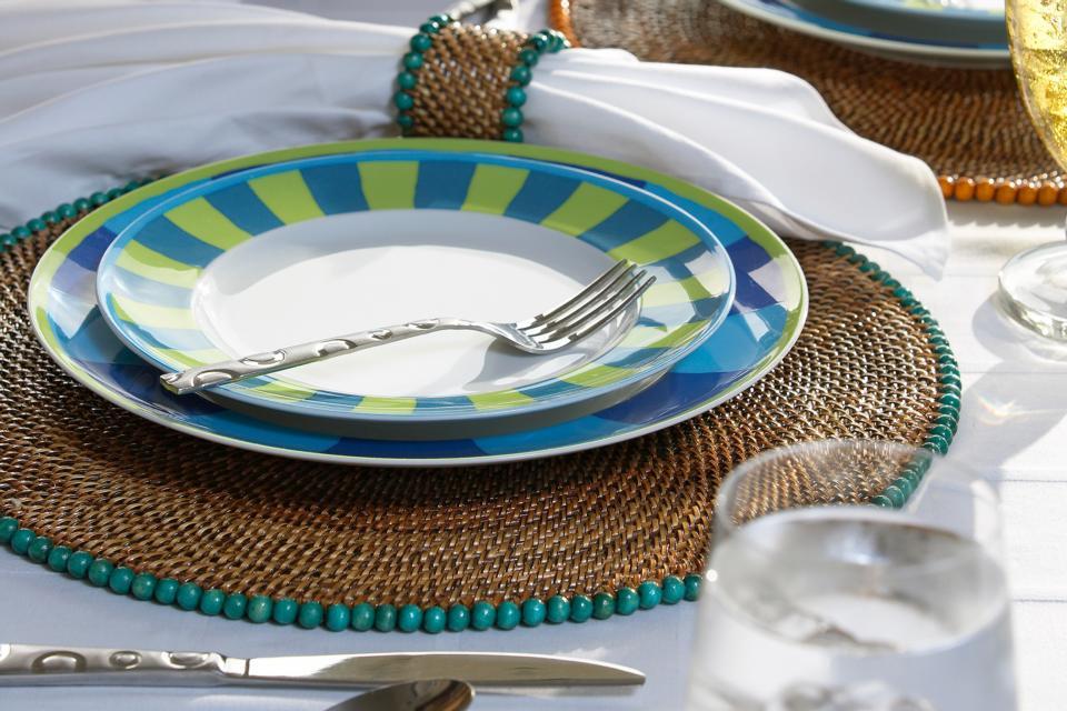 Placemat with Beads Seagreen Set of 4 pcs