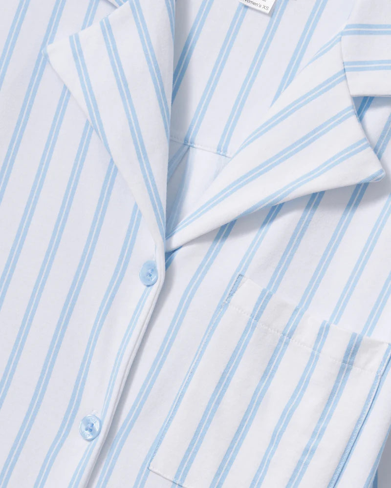 The Olivia Wide Leg Pajama Set Periwinkle Stripe